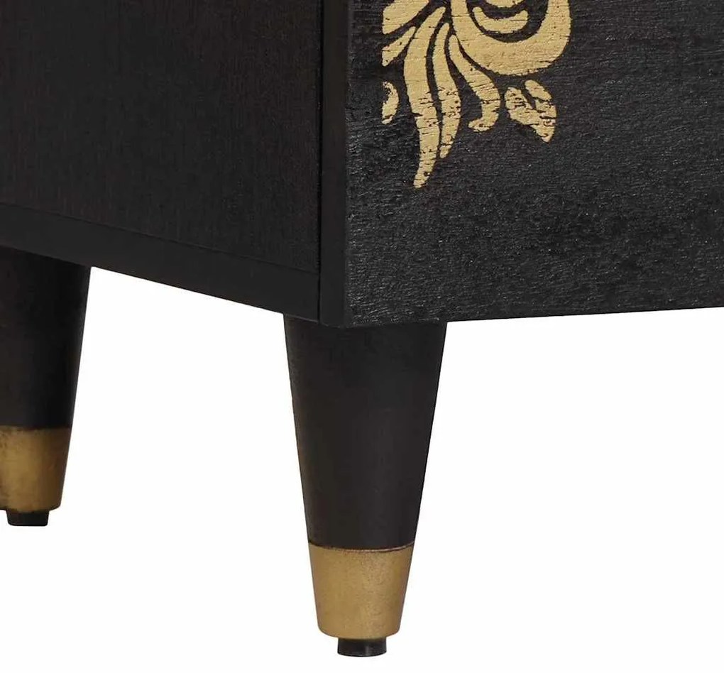 vidaXL Éjjeliszekrény 2 pcs Fekete 40 x 33 x 46 cm Tömör Mangófát