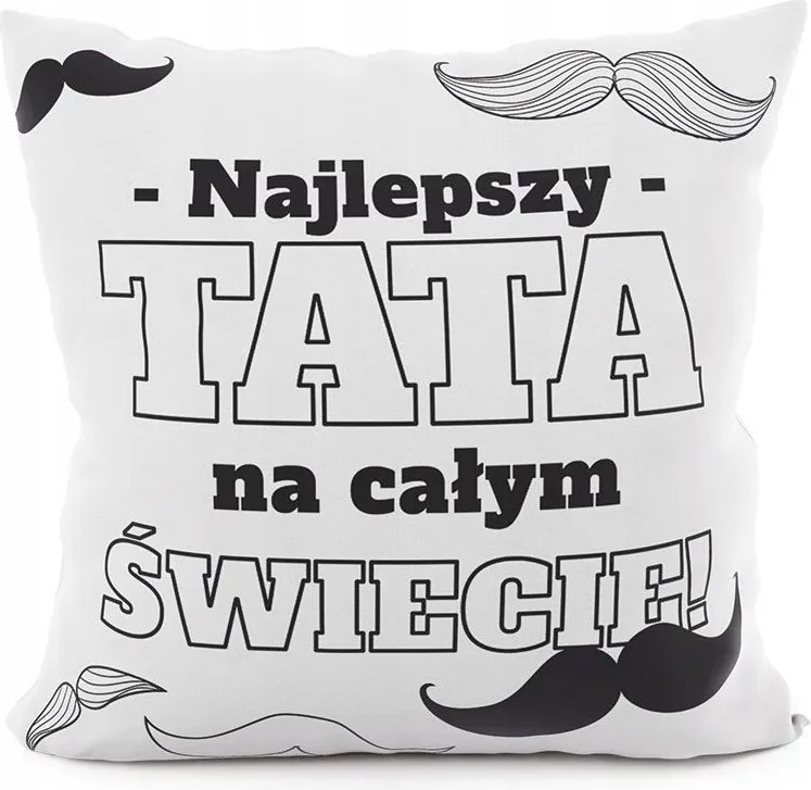Dekoratív párnahuzat Legjobb Apa 40x40 bársony fehér fekete
