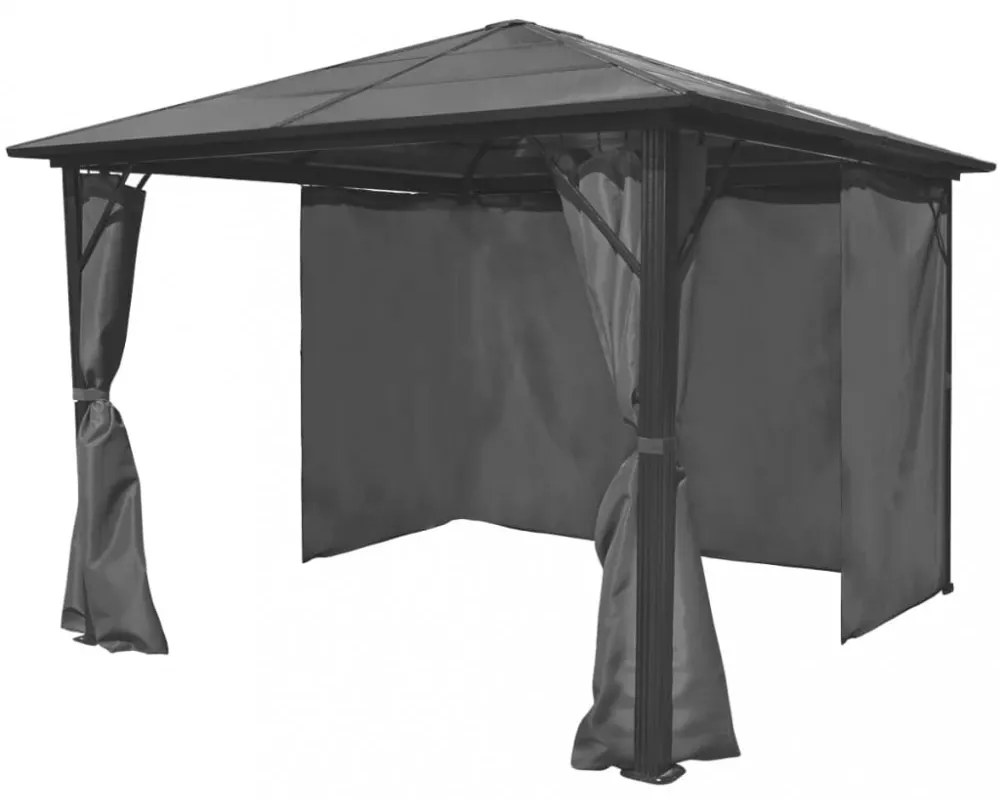 alumínium kerti pavilon antracitszürke függönnyel 300 x 300 cm