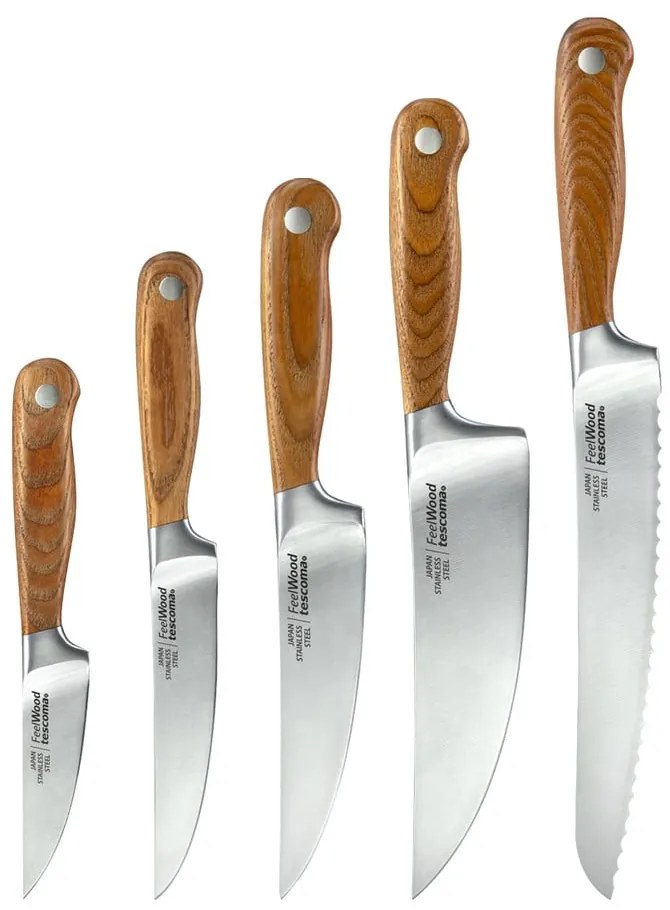 Kés készlet tartóval 5 db-os Feelwood – Tescoma