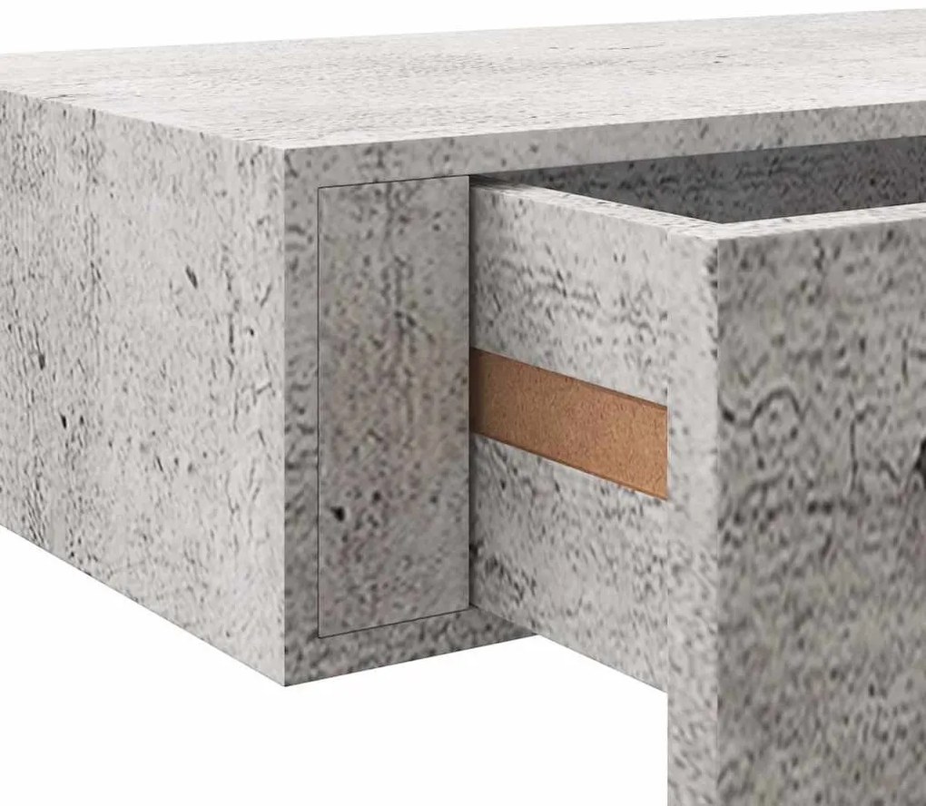 betonszürke MDF falra szerelhető fiókos polc 40 x 23,5 x 10 cm