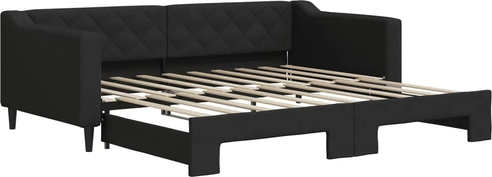 vidaXL fekete kihúzható szövet heverő 90 x 190 cm