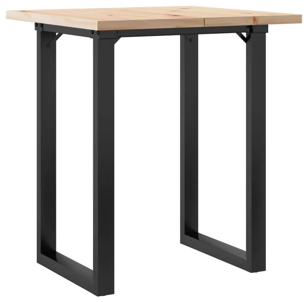 tömör fenyőfa és öntöttvas étkezőasztal O-vázzal 60x60x75,5 cm