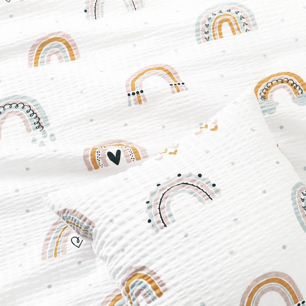 Goldea gyermek krepp párnahuzat - festett szivárványok 40 x 40 cm