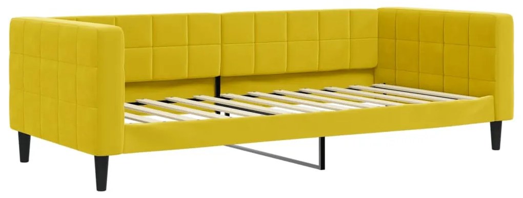 sárga kihúzható bársony heverő fiókkal 90 x 200 cm