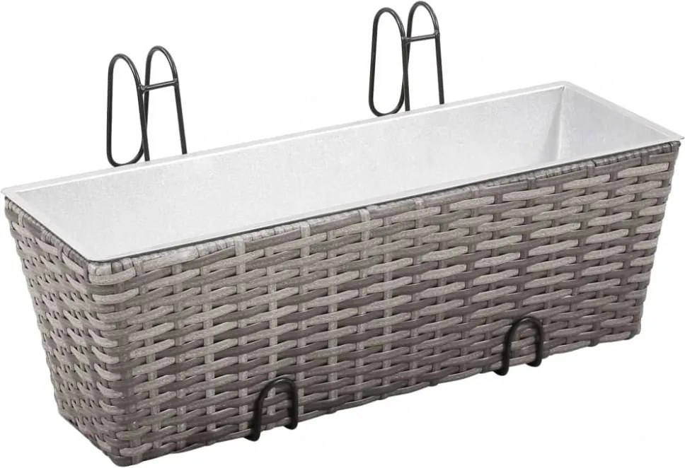 2 db szürke polyrattan erkély virágtartó 50 cm