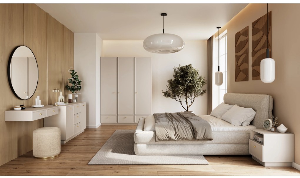 Lorini komód 150 cm - kasmír / arany fogantyúk