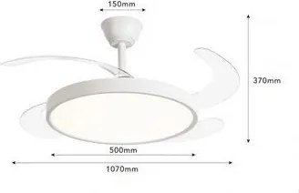 UNIVERSO Ventilátoros lámpa LED 40w 2445lm CCT. DC:30W D1070 x 370mm fehér
