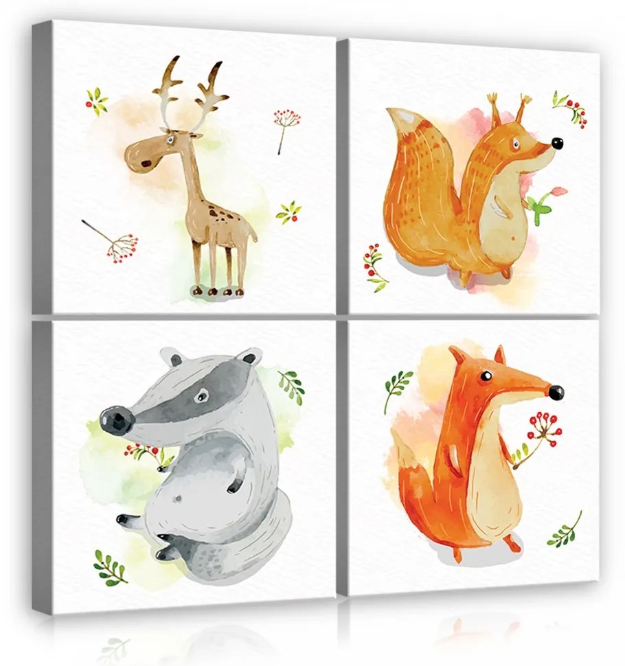 Vászonkép 4 darabos, Állatok 50x50 cm méretben