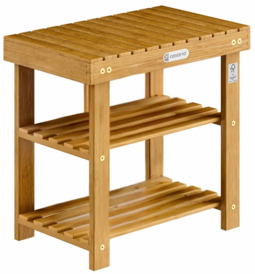 Casaria NINA előszobai pad cipőtartóval, 50x30x46cm, természetes barna