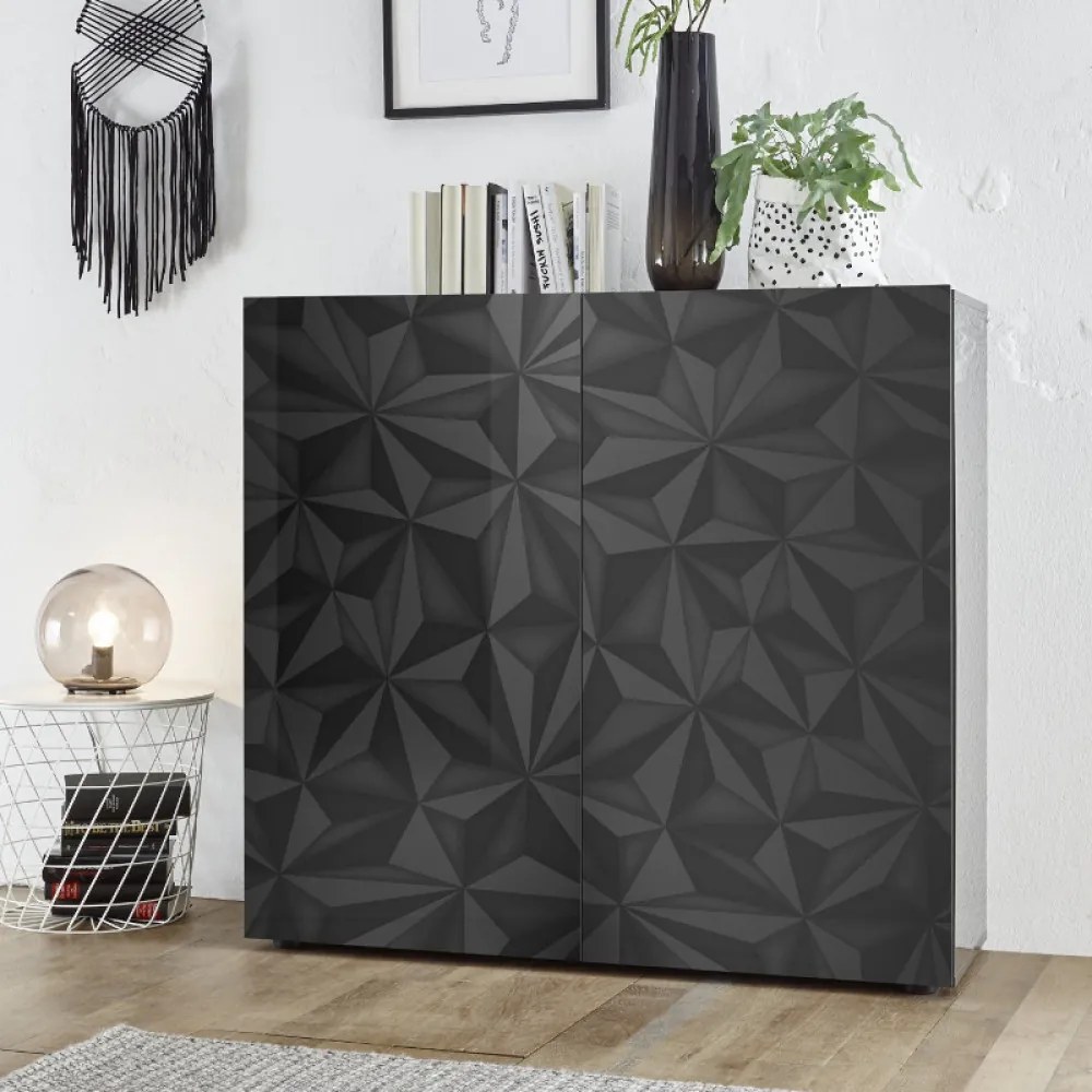 PRISMA Antracit szürke Nagy Komód 2 ajtós 121cm