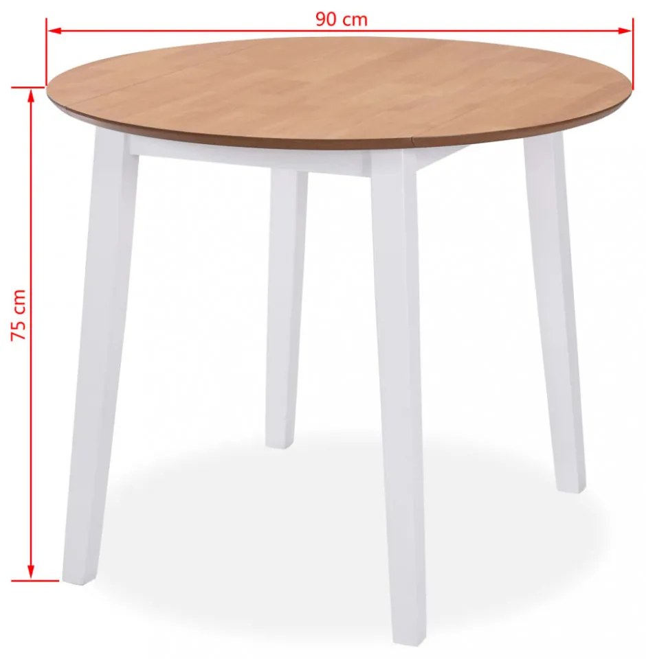 5 részes fehér MDF és gumifa étkezőgarnitúra
