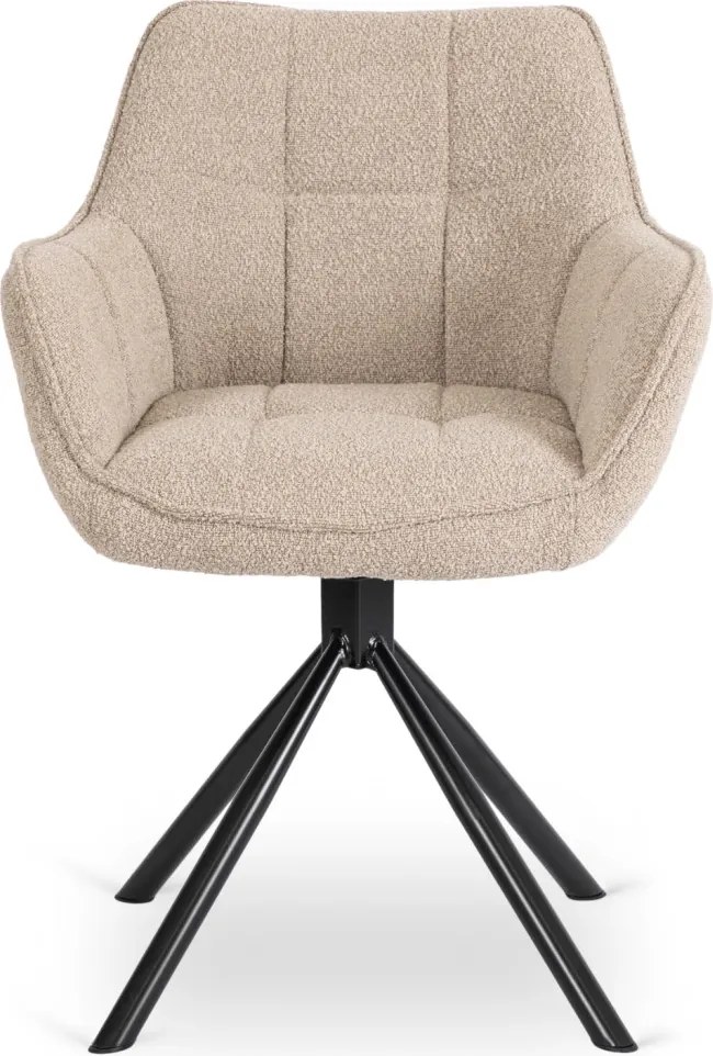 Forgó szék bézs színben, bouclé kárpittal, PEONY