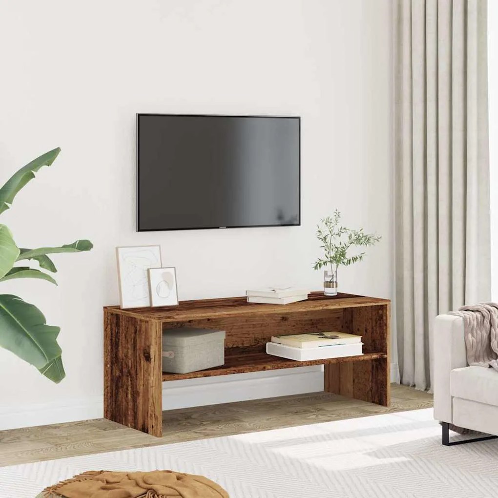 antik hatású szerelt fa TV-szekrény 100 x 40 x 40 cm