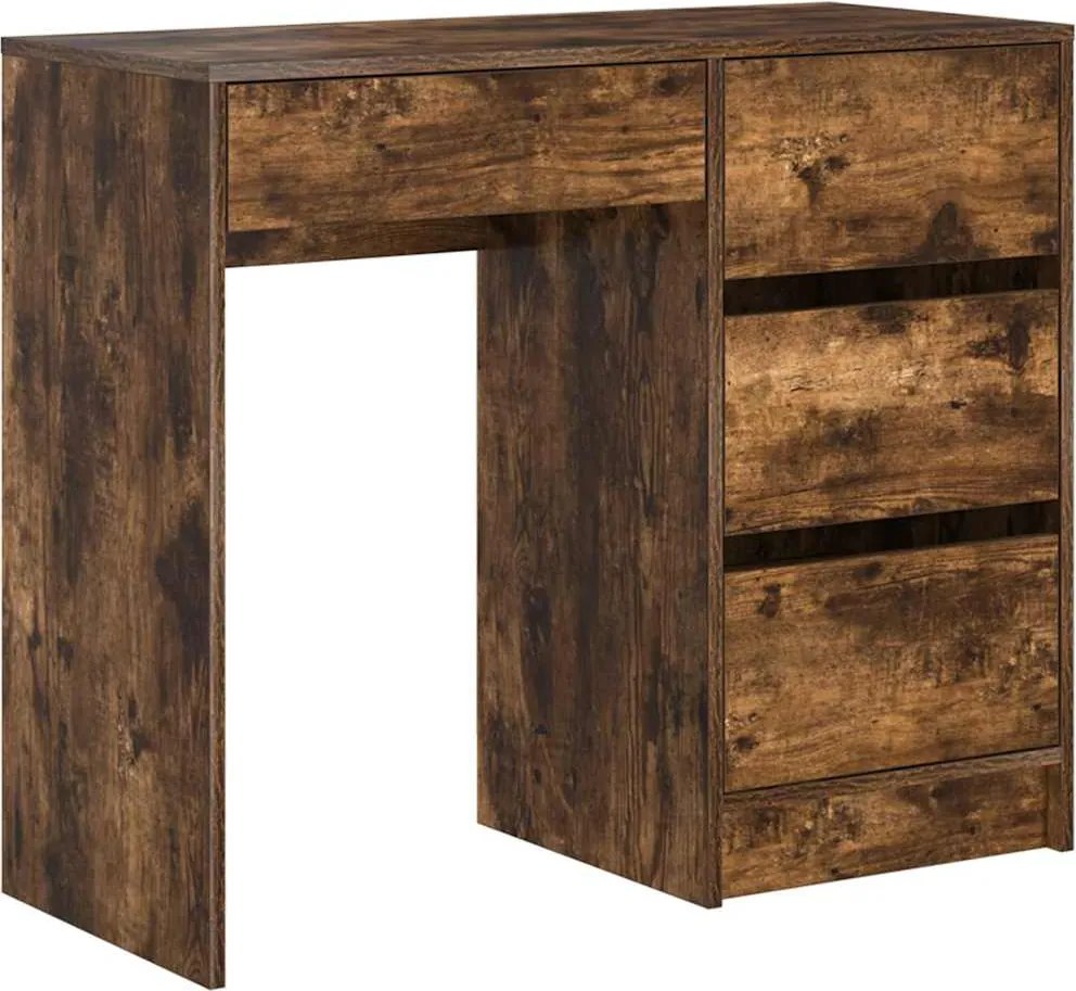 vidaXL Asztal fiókkal Füstölt tölgy 90 x 37.5 x 75 cm Faanyag