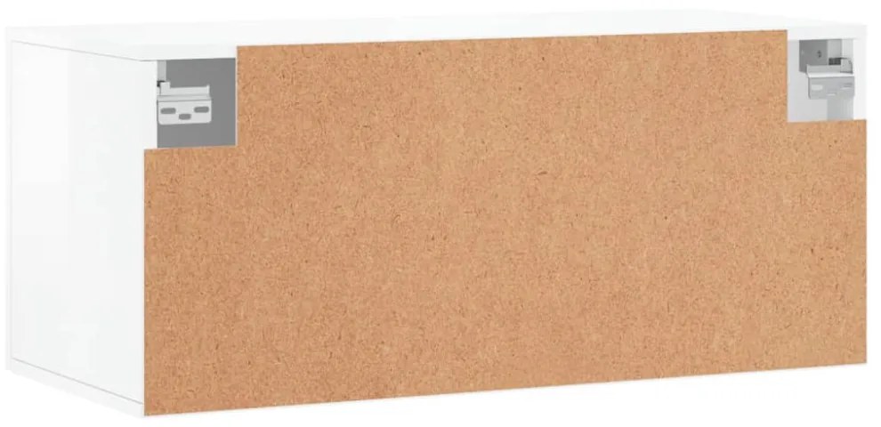 magasfényű fehér szerelt fa faliszekrény 80 x 36,5 x 35 cm