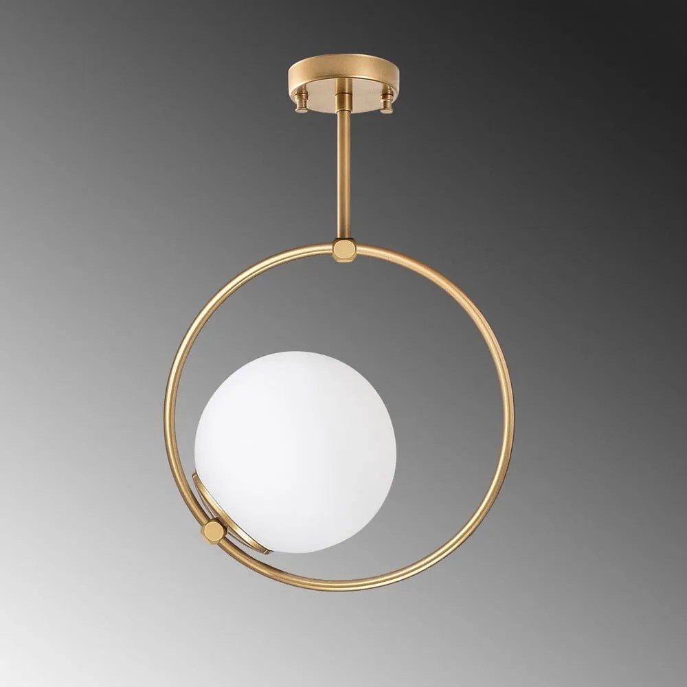 Fehér-sárgaréz színű mennyezeti lámpa üveg búrával 39x26 cm Dolunay – Opviq lights