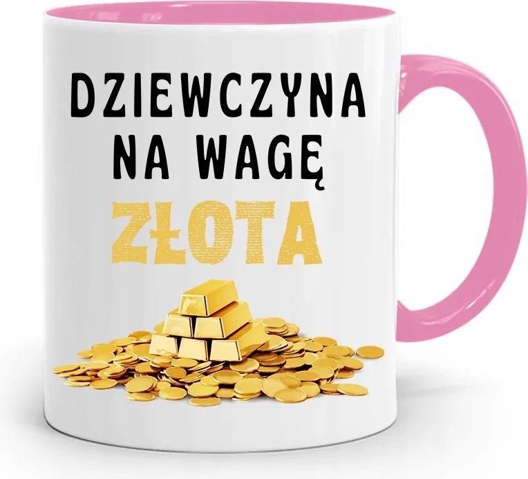 Rózsaszín Bögre A Feleség Barátnőjének Arany Mérleggel, fényképes nyomtatással