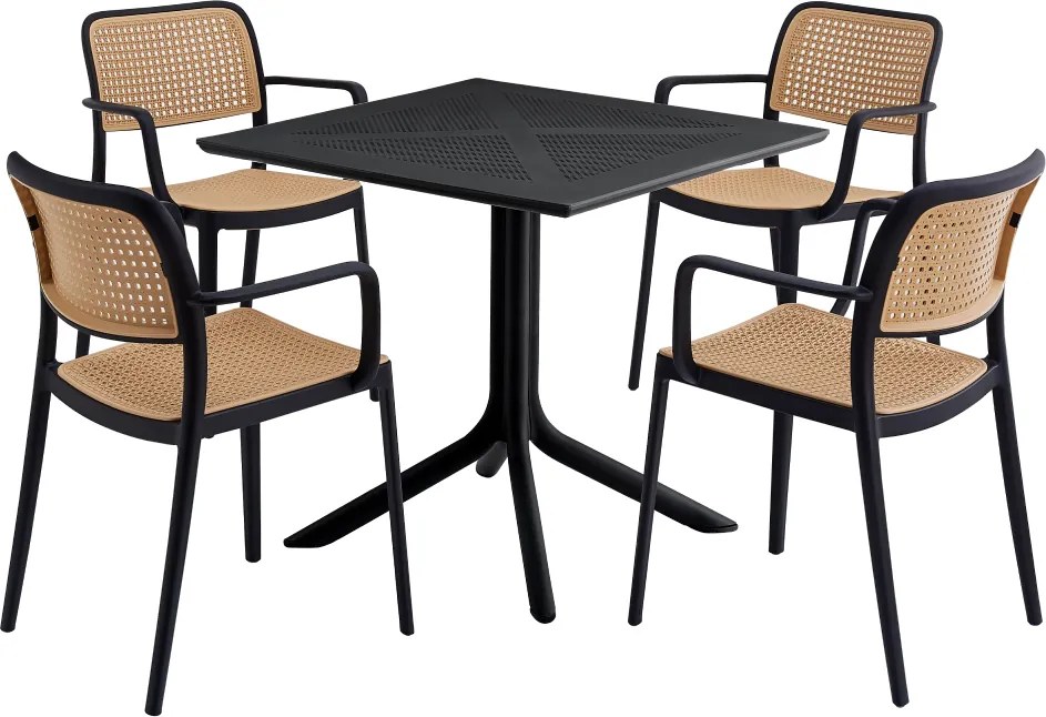 Rakásolható szék, fekete/bézs, RAVID NEW TYP 2