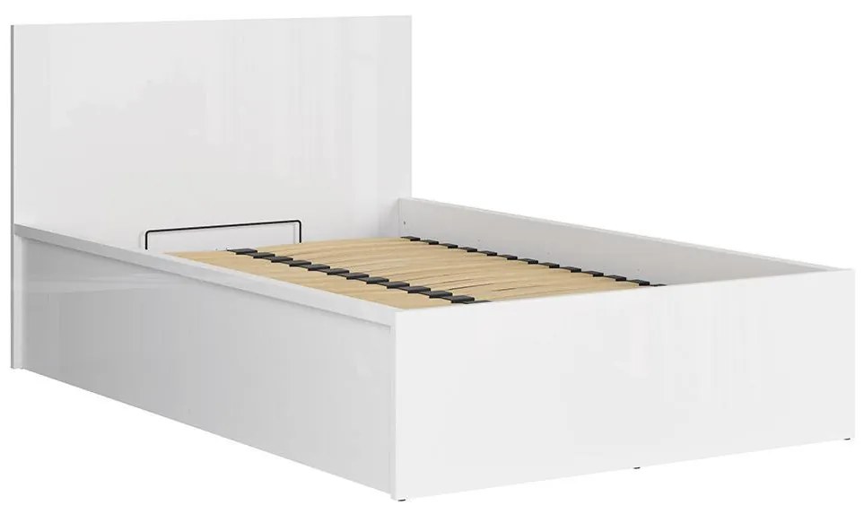 Egyszemélyes ágy 120 cm Tetrix 6 (fényes fehér) (ágyráccsal) (tárolóhellyel). 1098485