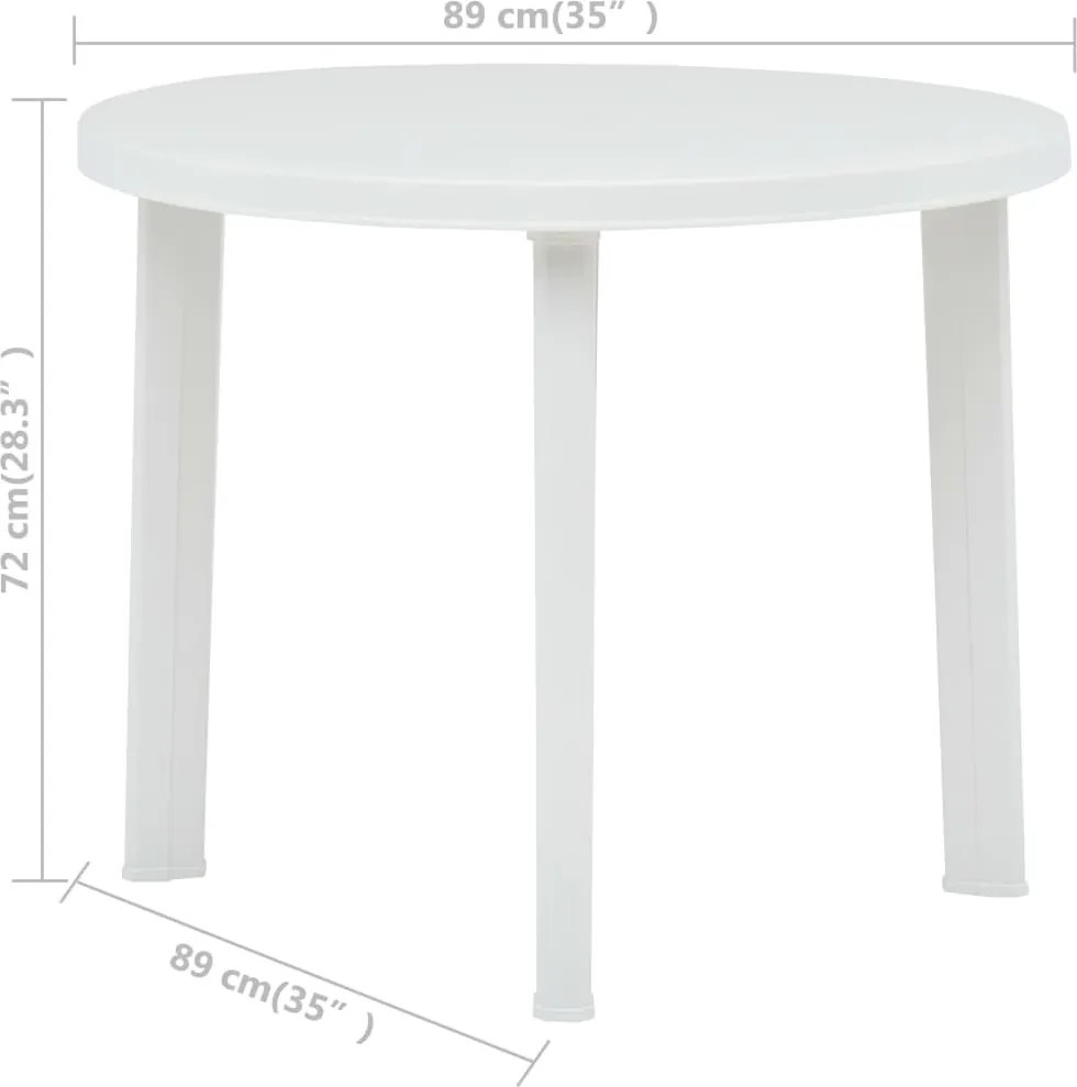 Fehér műanyag kerti asztal 89 cm