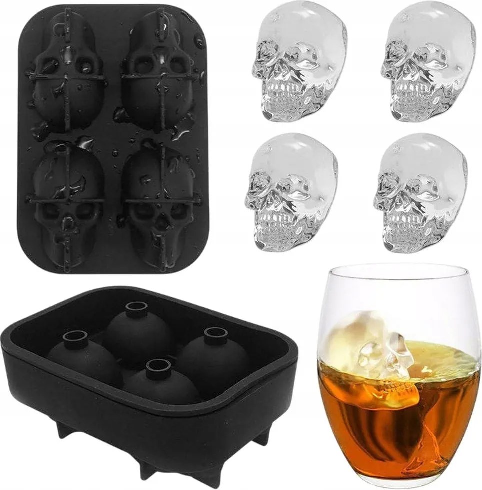Szilikon 3D koponya jégforma italokhoz, italokhoz és koktélokhoz