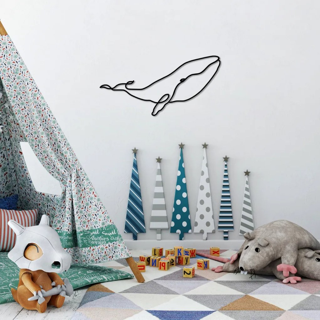 Whale fém fali dekoráció, 50×25 cm