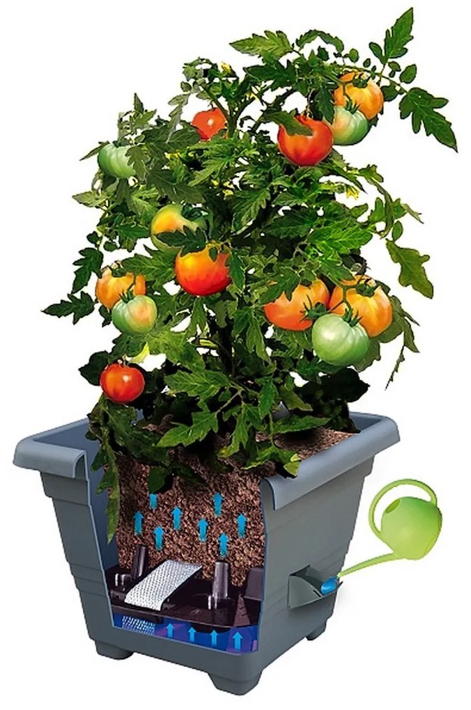 Plastia Bergamot önöntöző virágtartó 30 x 30 cm barna
