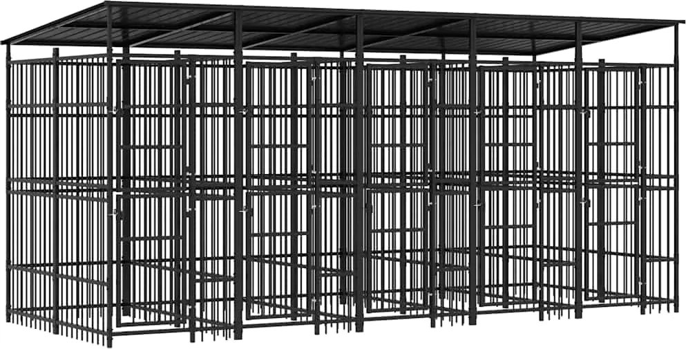 vidaXL acél kültéri kutyakennel tetővel 9,22 m²