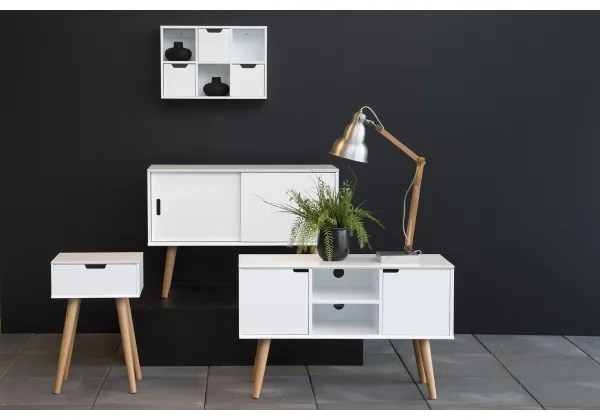 Éjjeli szekrényke CARLY tölgy/fehér