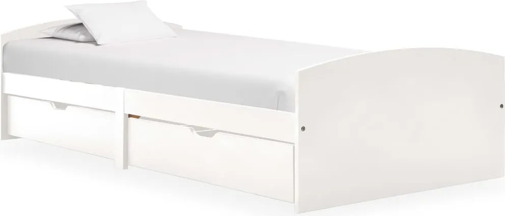 vidaXL fehér tömör fenyőfa ágykeret 2 fiókkal 90 x 200 cm