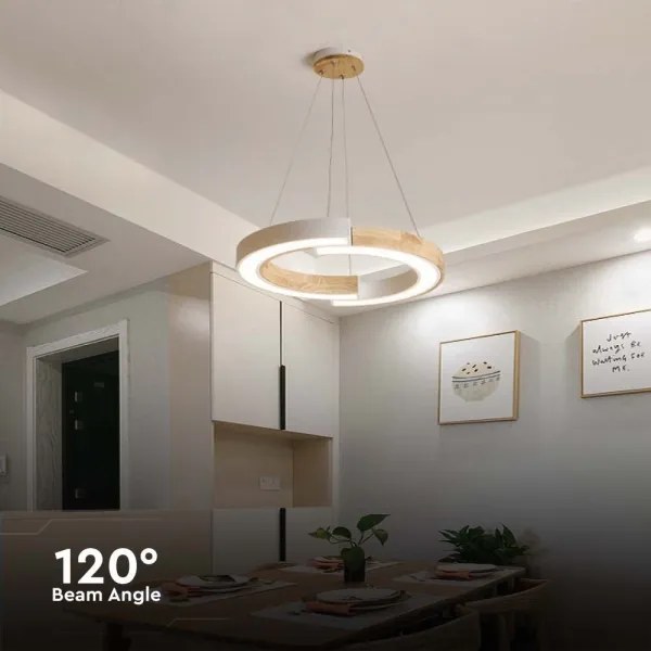 LED Csillár zsinóron LED/32W/230V 4000K fehér/fa