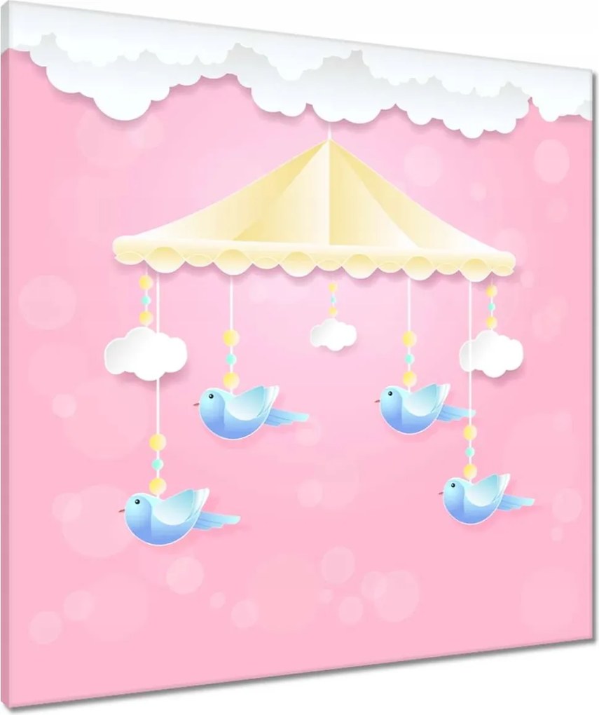 Vászonkép 70x70 Aranyos körhinta madárkákkal