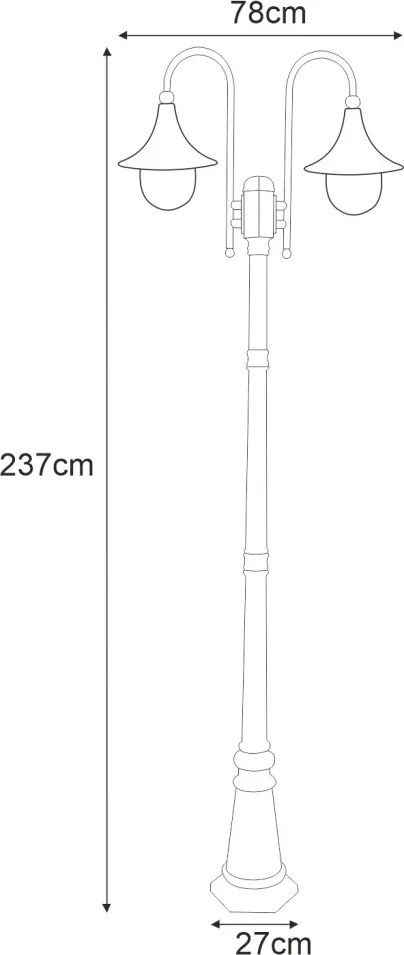 KAJA 8127_CZARNY-ZLOTY BOSTON Kandeláber Fekete E27 IP44