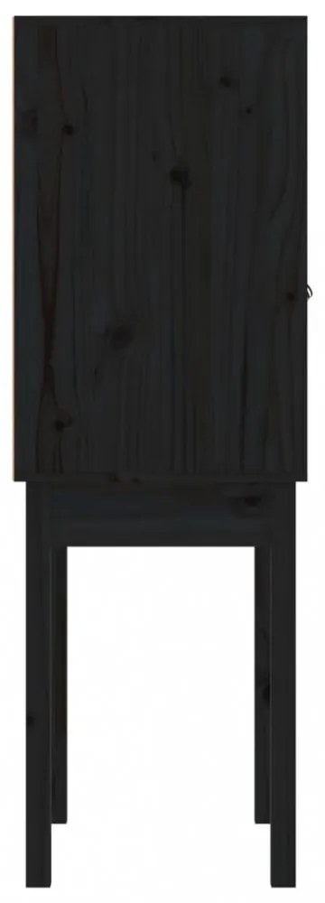 fekete tömör fenyőfa magasszekrény 60 x 40 x 120 cm