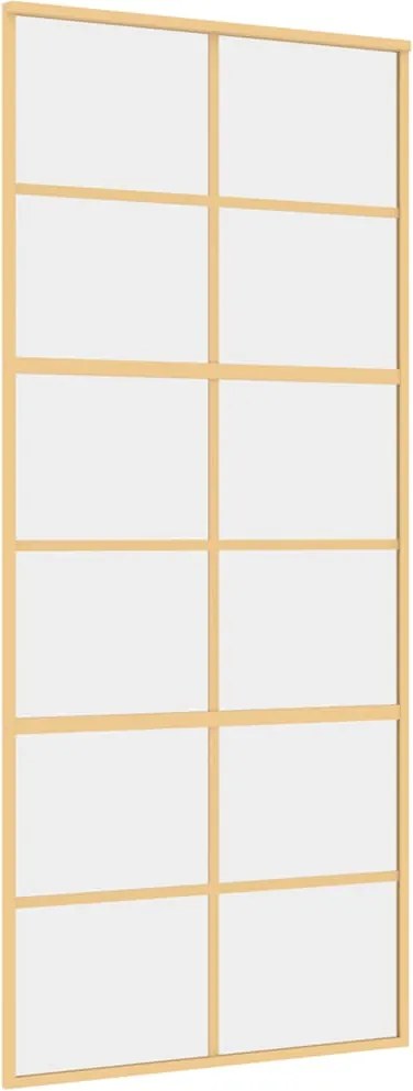 vidaXL aranyszínű átlátszó ESG üveg és alumínium tolóajtó 90 x 205 cm