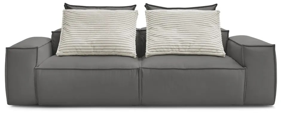 Szürke bőrutánzat kanapé 260 cm Boheme – Bobochic Paris