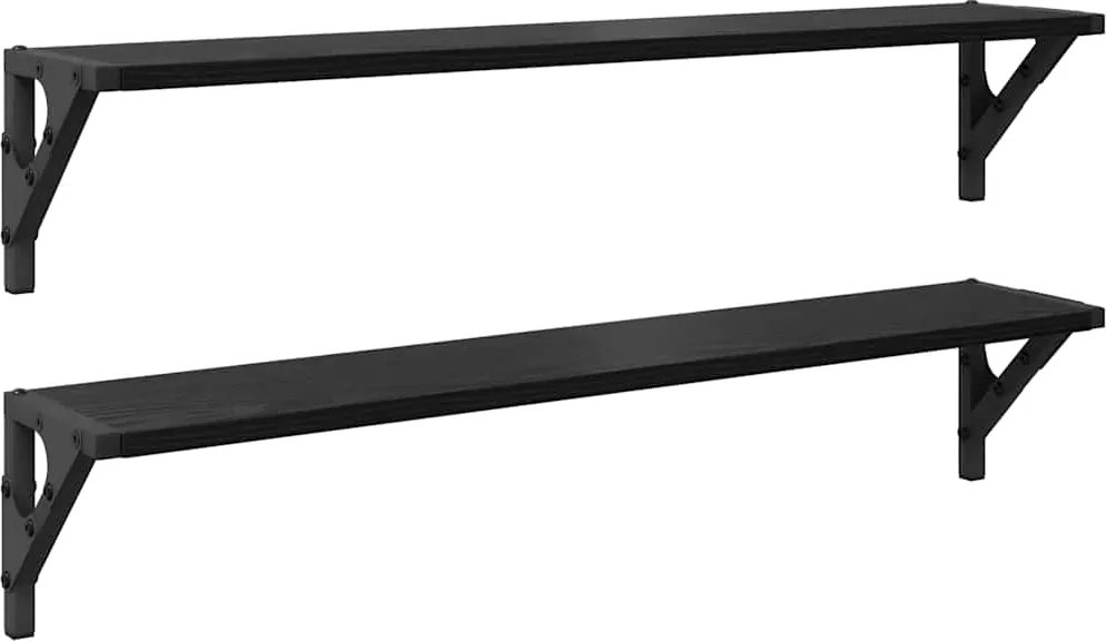 vidaXL Falpolcok 2 pcs Fekete tölgy 80 x 15 x 15,5 cm Faanyag