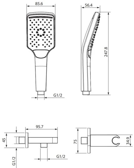 Cersanit S951-512 - Zuhany készlet LARGA fényezett króm