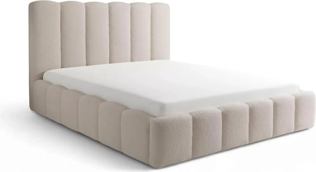 Aura kárpitozott ágy 160x200 ágyneműtartóval - bézs bouclé Quelle 03