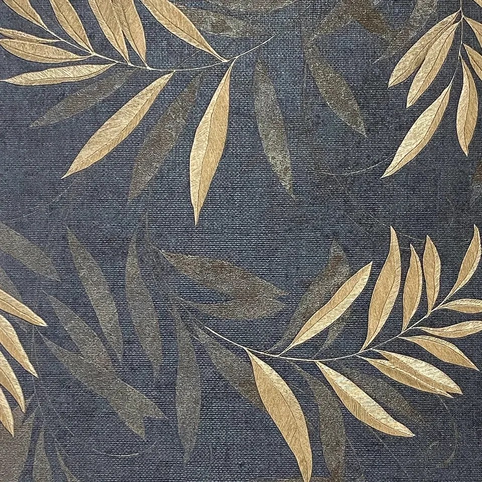 Arthouse Signature 1 Luxury Leaf arany-sötétkék leveles vlies tapéta – 299301