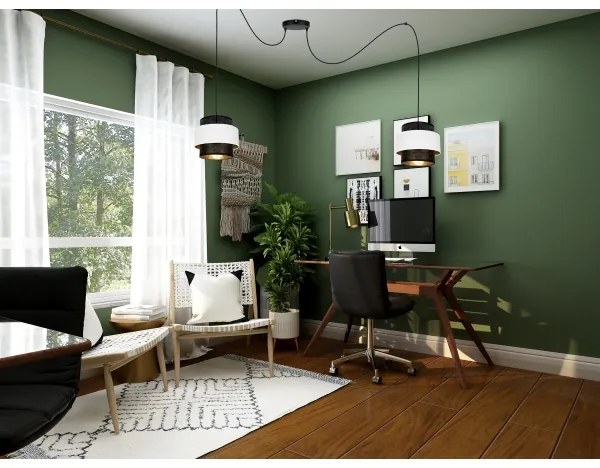 Csillár zsinóron NESS 2xE27/60W/230V pók fekete/fehér