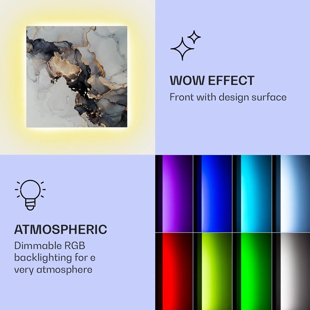 Klarstein Mojave 500 smart, infravörös hősugárzó 2 az 1-ben, konvektor, 60 x 60 cm, 500 W, RGB világítás