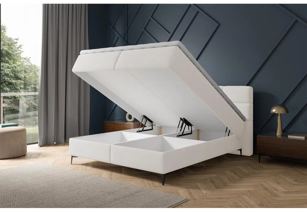 Kontinentális franciaágy 160 cm Riviera 160 (ágyráccsal és matraccal) (tárolóhellyel) (fehér + fekete). Akció -15%. 1099647