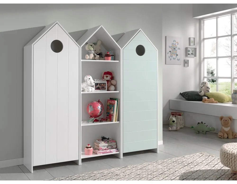 Fehér-világoskék nyitott gyerek ruhásszekrény 173x171,5 cm CASAMI – Vipack