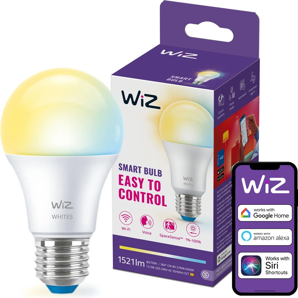 Led izzó E27 12.5W 100W Tw Intelligens Smart WiFi alkalmazás WiZ