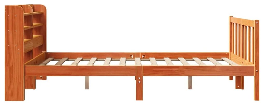 viaszbarna tömör fenyőfa ágykeret fejtámlával 120 x 200 cm