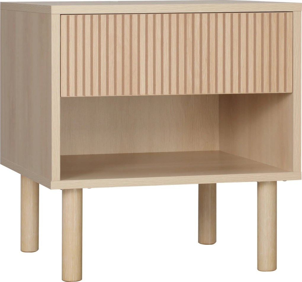 HOMCOM Éjjeliszekrény Fiókkal és Polcokkal, Modern Stílusú Kisebb Asztal Hálószobába, Nappaliba, 47 x 47 x 50 cm, Természetes Fa Felülettel | Aosom