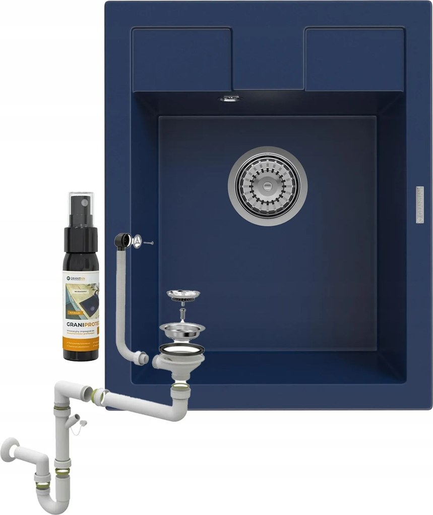 Gránit Mosogató Egymedencés Konyha Sötétkék Mosogató Szifon Best