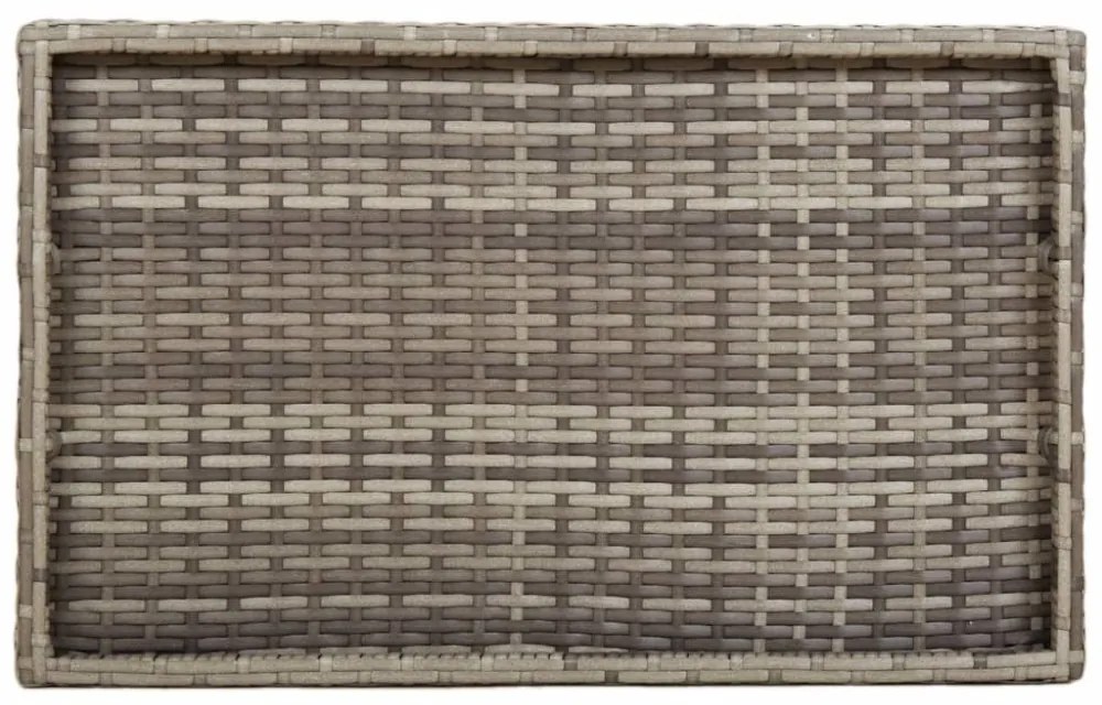 szürke összecsukható polyrattan tálcaasztal 65 x 40 x 75 cm